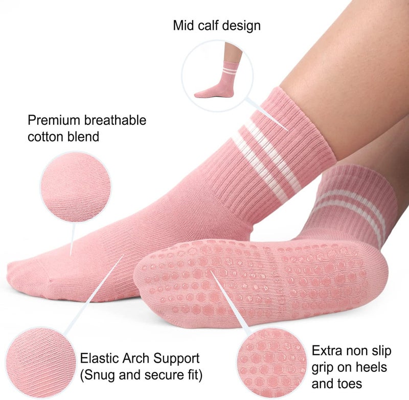 BLONGW Pilates Socks with Grips for Women, Non-Slip Yoga Athletic Socks for Barre Barefoot Workout Hospital - Image 2
